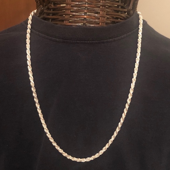 24” 4.5mm Diamond Cut Sterling Silver Rope Chain - Picture 15 of 15